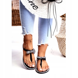 LU BOO Pantoufles En Caoutchouc Pour Femmes Tongs Noires Strass Lou le noir 2