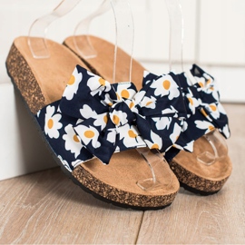 SHELOVET Pantoufles À La Mode Avec Des Fleurs bleu marine 2