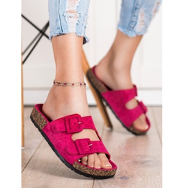 SHELOVET Pantoufles Confortables Avec Boucles rose 1