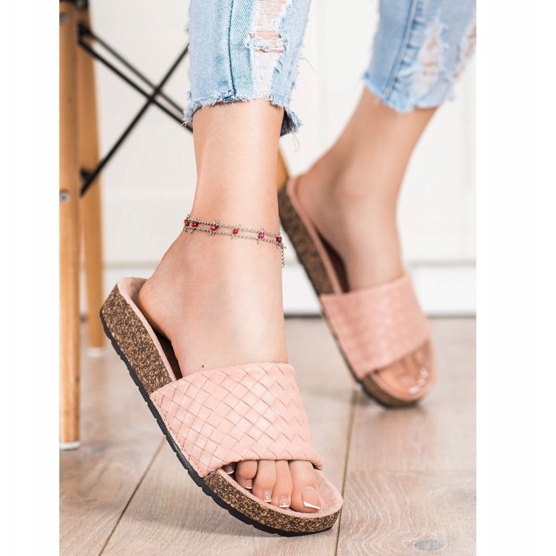 SHELOVET Pantoufles tressées à la mode brun 1 SHELOVET Pantoufles tressées à la mode brun 1