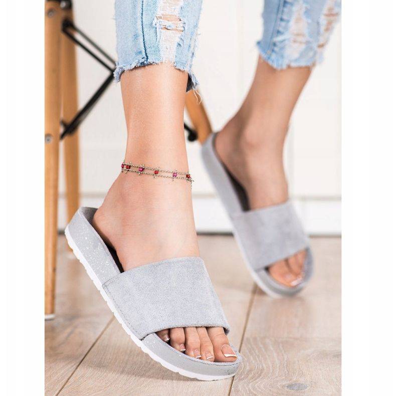 SHELOVET Pantoufles En Daim À La Mode gris 2