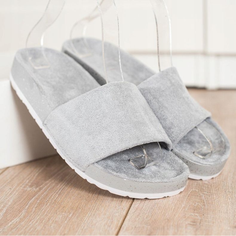 SHELOVET Pantoufles En Daim À La Mode gris 1