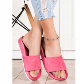 SHELOVET Tongs en daim à la mode rose 1