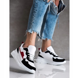 SHELOVET Baskets avec empiècements en daim blanche le noir 1