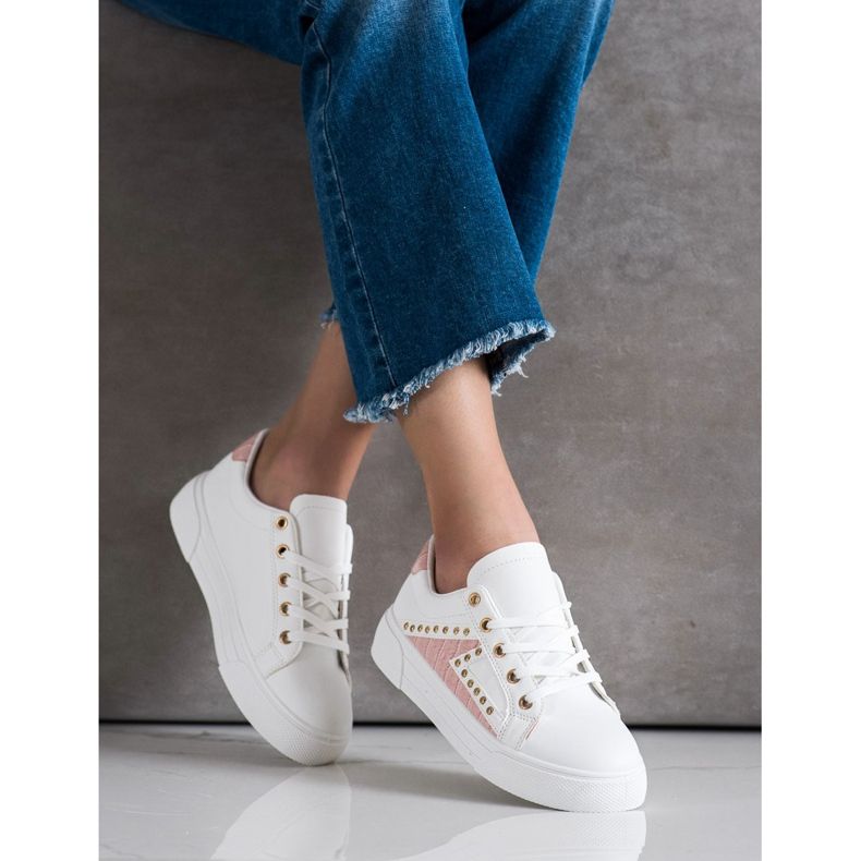 SHELOVET Baskets en cuir écologique blanche 2