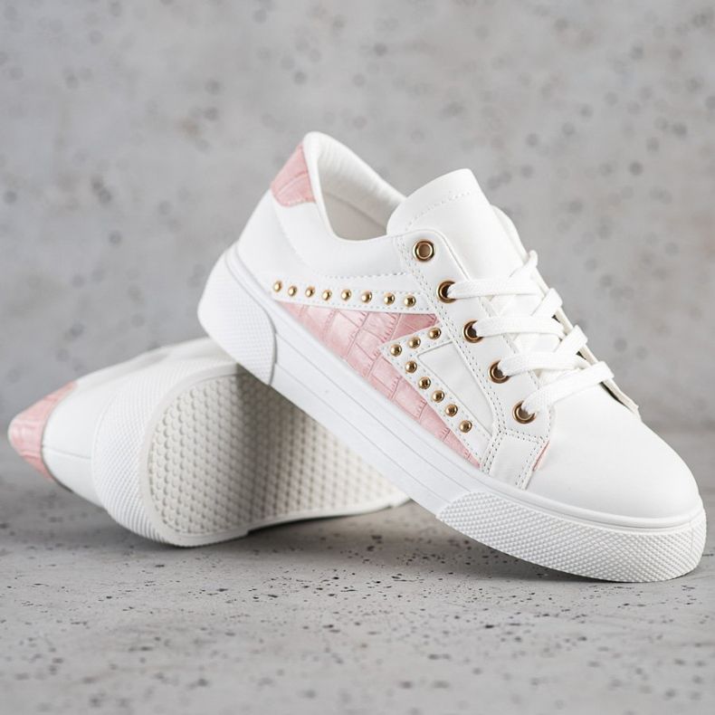 SHELOVET Baskets en cuir écologique blanche 1