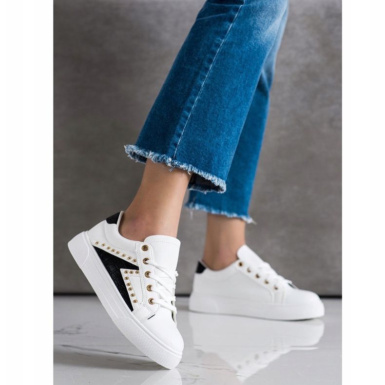 SHELOVET Baskets en cuir écologique blanc 1