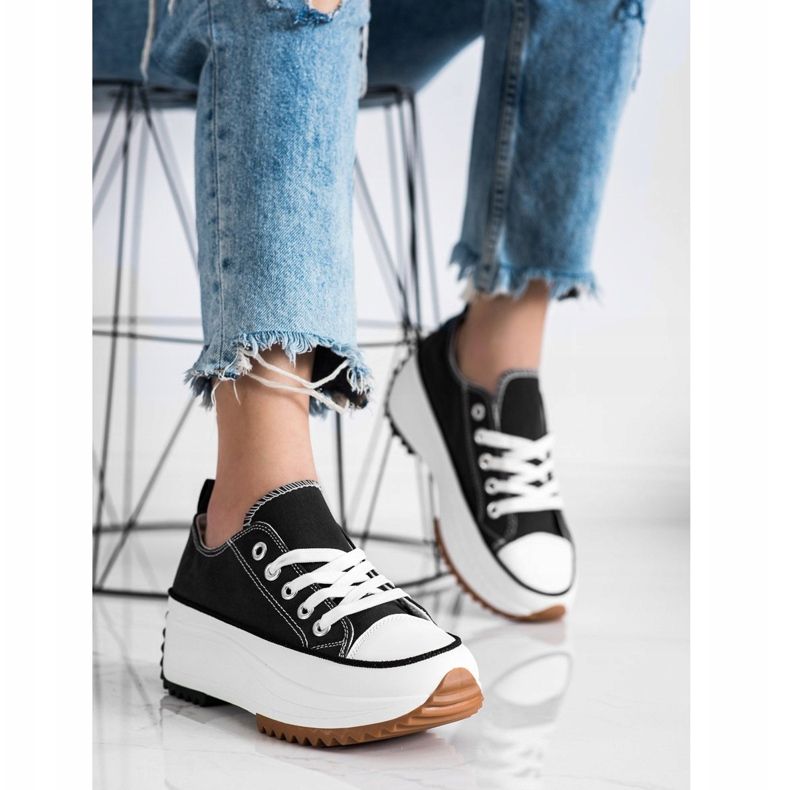 SHELOVET Baskets sur une plate-forme haute noir 1