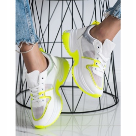 SHELOVET Baskets Avec Maille Chaussures De Mode blanche jaune 3