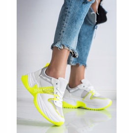 SHELOVET Baskets Avec Maille Chaussures De Mode blanche jaune 4