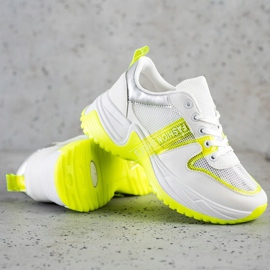 SHELOVET Baskets Avec Maille Chaussures De Mode blanche jaune 1
