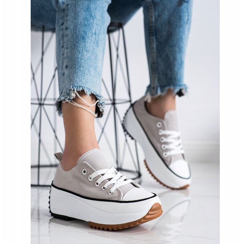 SHELOVET Baskets sur une plate-forme haute gris 2