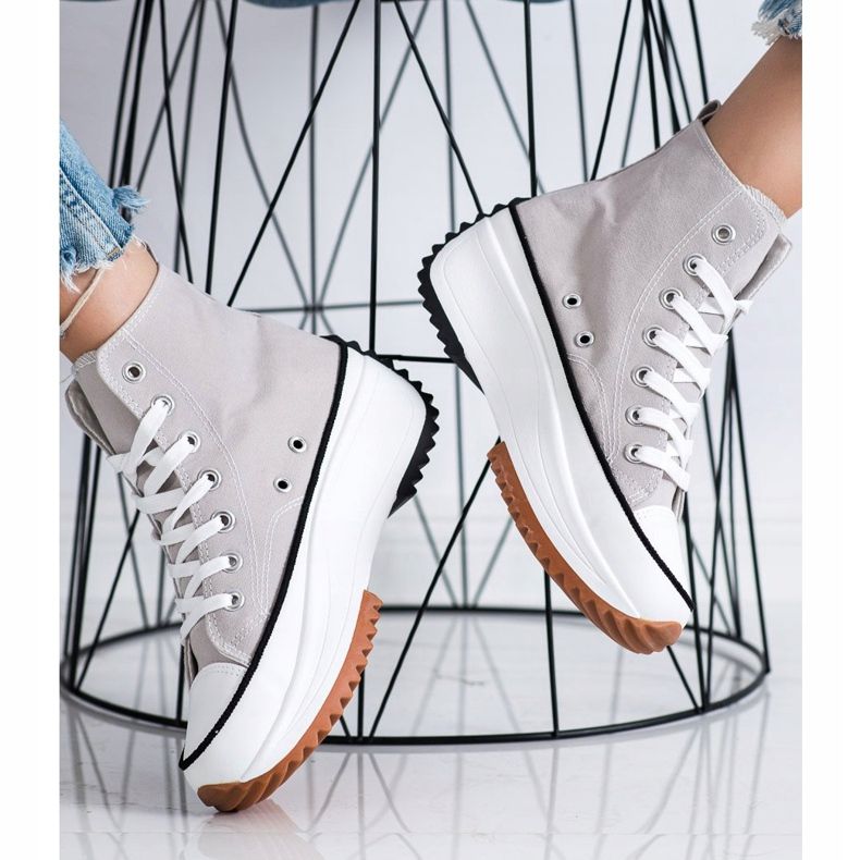 SHELOVET Baskets hautes sur la plate-forme gris 2