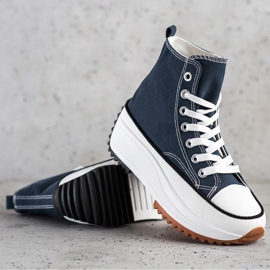 SHELOVET Baskets hautes sur la plate-forme bleu marin 1