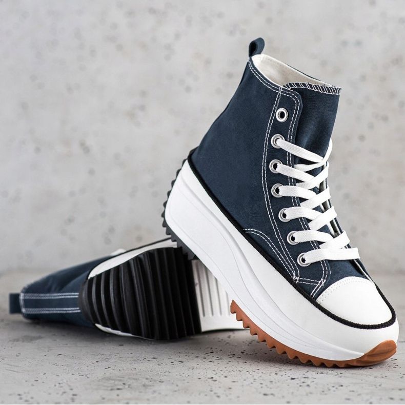 SHELOVET Baskets hautes sur la plate-forme bleu marine 1