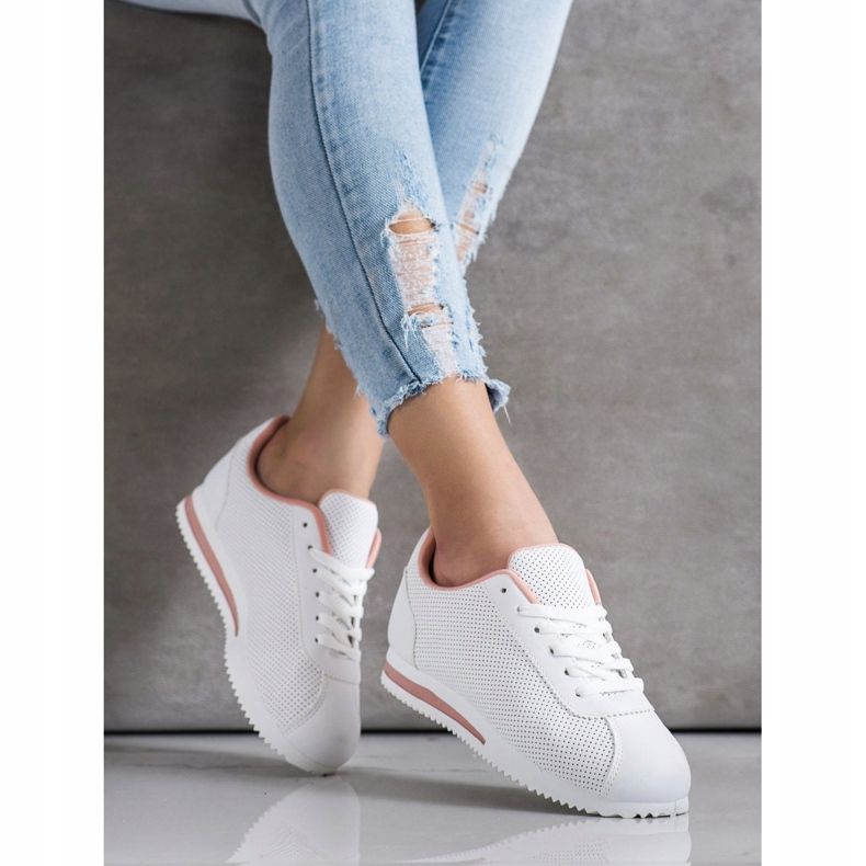 SHELOVET Baskets ajourées élégantes blanc 2