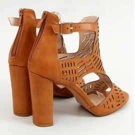 Sandales à talons ajourés camel S-860 Camel brun 4