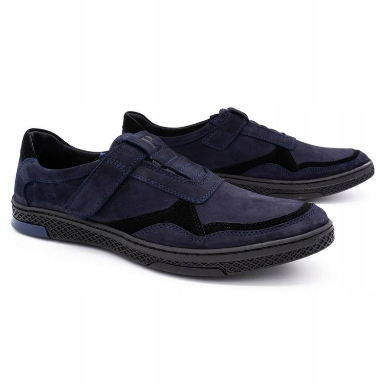 Polbut Chaussures décontractées en cuir pour hommes 2102 bleu marine le noir 2