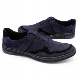 Polbut Chaussures décontractées en cuir pour hommes 2102 bleu marine noir 4