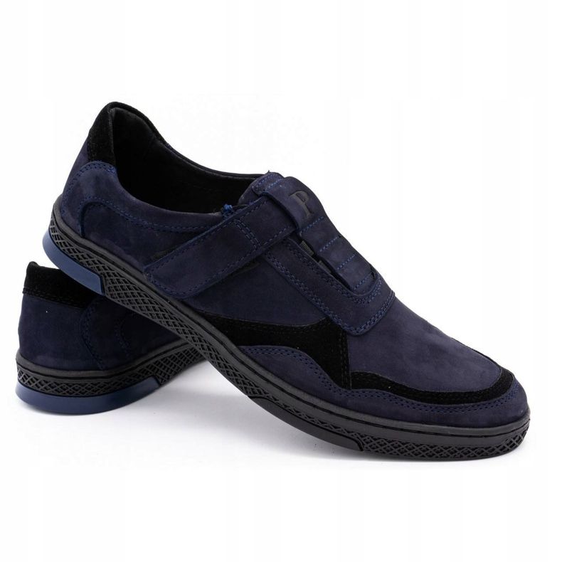 Polbut Chaussures décontractées en cuir pour hommes 2102 bleu marine noir 3