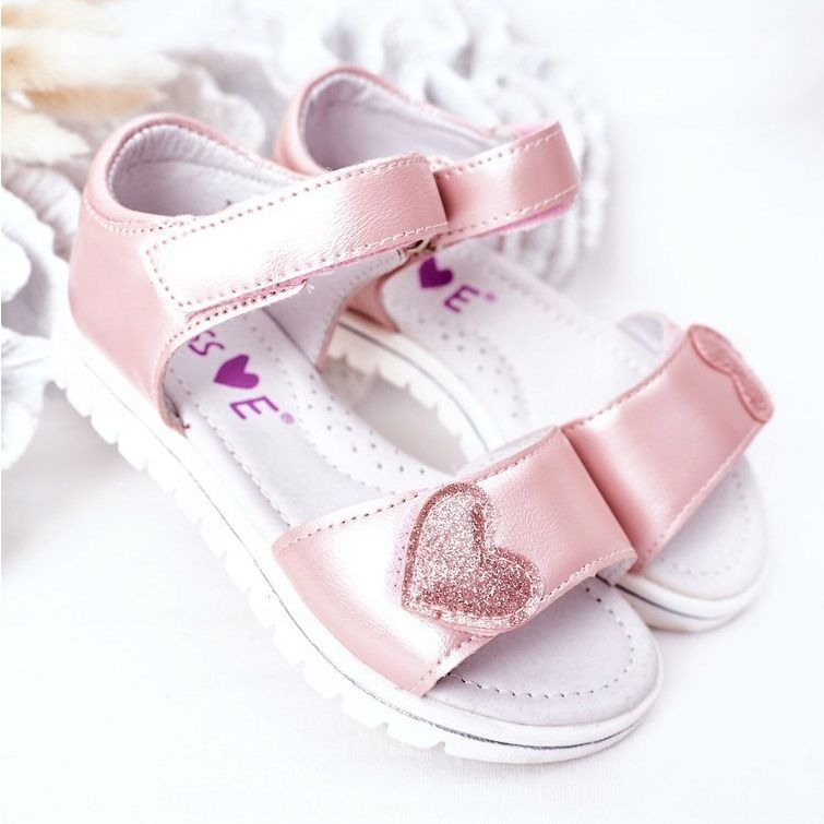 PE1 Sandales pour enfants avec velcro rose chérie 2