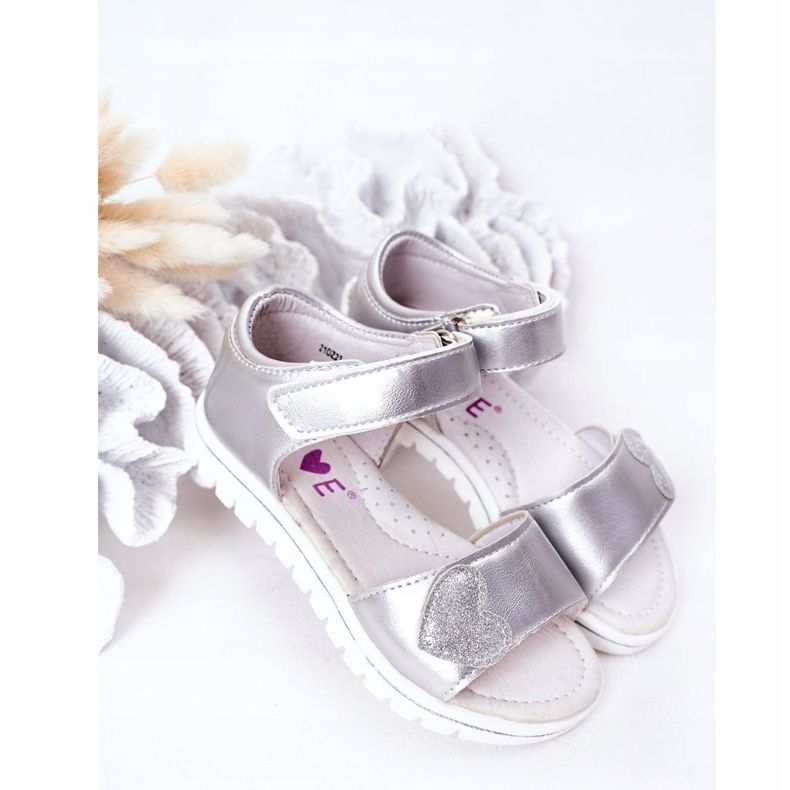 PE1 Sandales Enfant Avec Velcro Sweetheart Argent 1