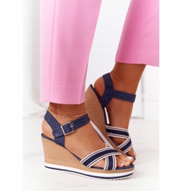 PG1 Sandales Compensées Bleu Marine Sea Wave 2