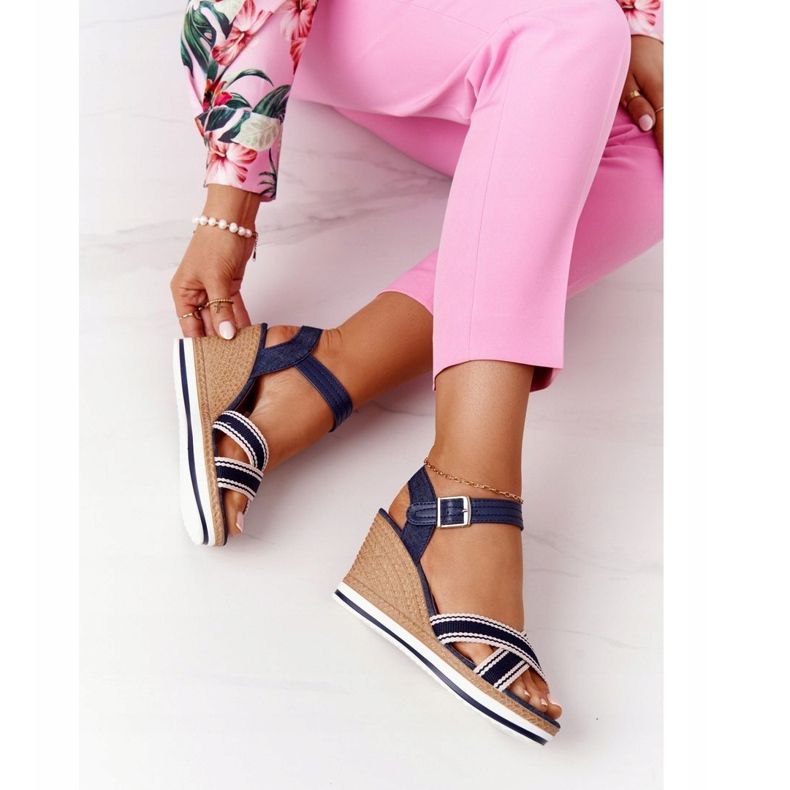 PG1 Sandales Compensées Bleu Marine Sea Wave 1 PG1 Sandales Compensées Bleu Marine Sea Wave 1