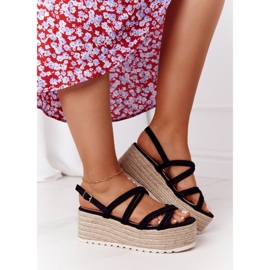 PS1 Sandales noires sur la plate-forme tressée noire Crazy In Love le noir 2