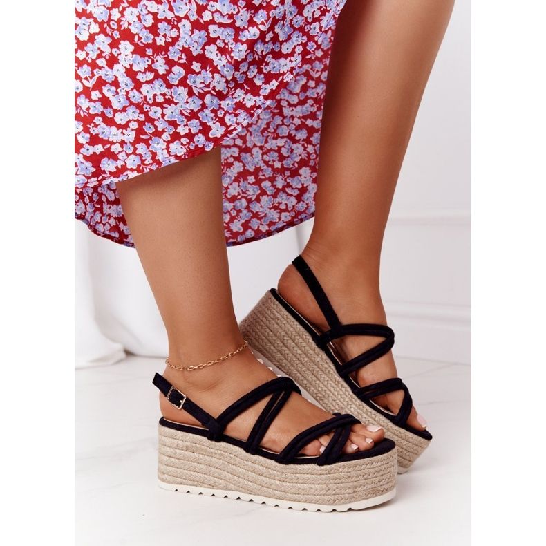 PS1 Sandales noires sur la plate-forme tressée noire Crazy In Love le noir 2