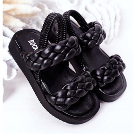 FR1 Sandales pour enfants avec Cutie-Pie côtelé noir 2