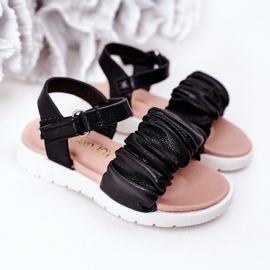 FR1 Sandales Aimy Noires Enfant Avec Velcro 1