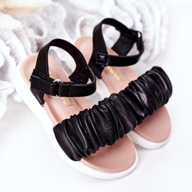 FR1 Sandales Aimy Noires Enfant Avec Velcro 2