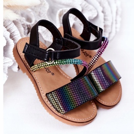 FR1 Sandales Enfant A Paillettes Noir Blake ['noir', 'multicolore'] le noir 2