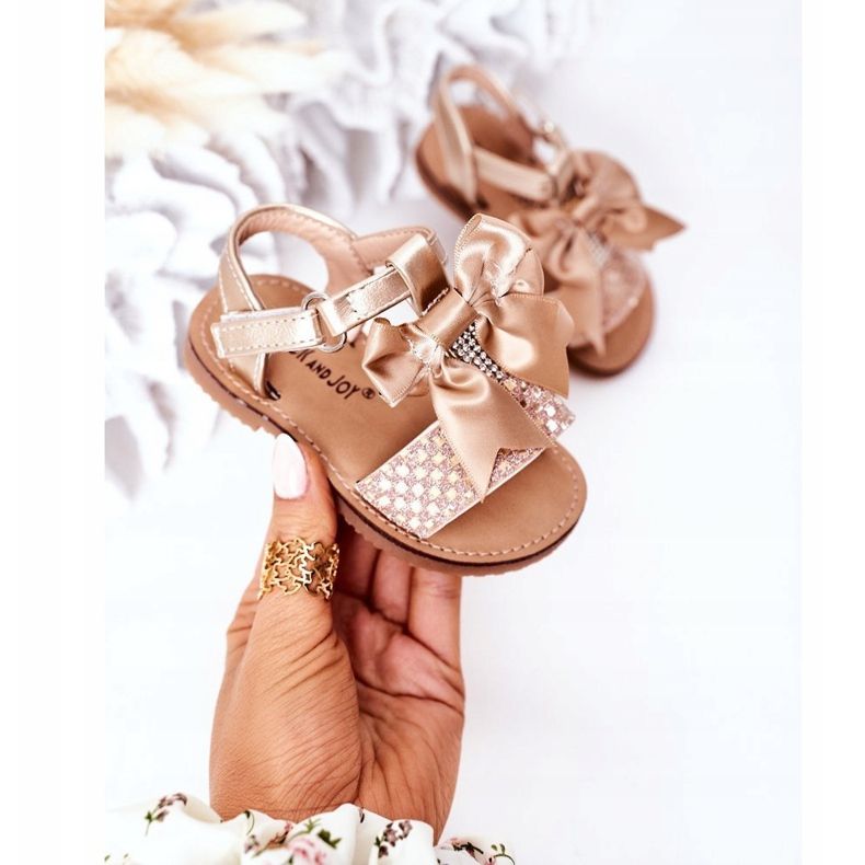 FR1 Sandales Enfant Avec Nœud Beebee Doré d'or 2 FR1 Sandales Enfant Avec Nœud Beebee Doré d'or 2