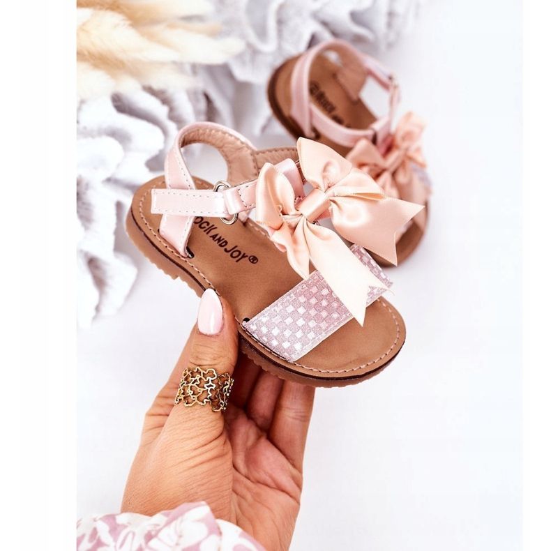 FR1 Sandales Enfant Avec Noeud Beebee Rose 2