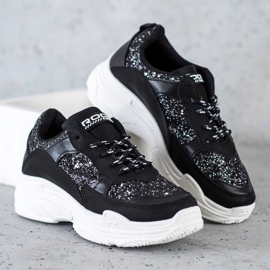 SHELOVET Baskets noires à paillettes 1