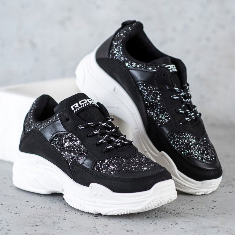 SHELOVET Baskets noires à paillettes 1
