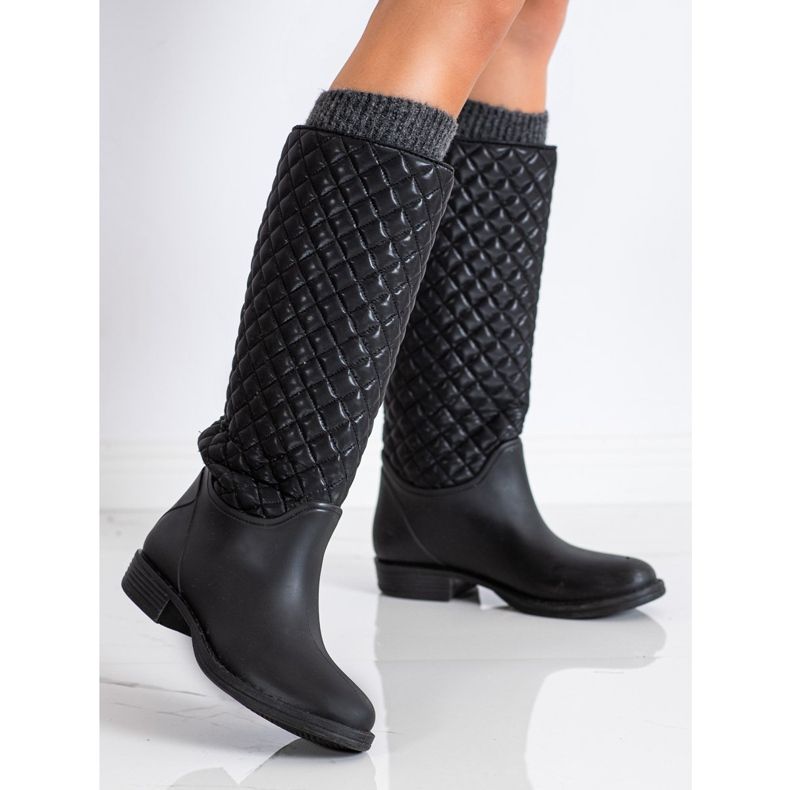 SHELOVET Galoches hautes et matelassées le noir 2