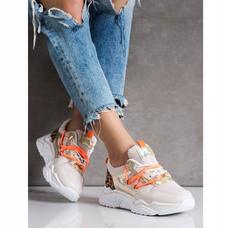 SHELOVET Baskets à imprimé léopard brun 1