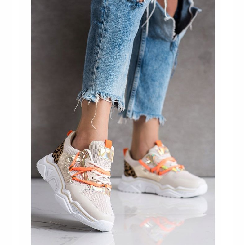 SHELOVET Baskets à imprimé léopard brun 2