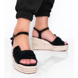 Espadrilles noires sur le compensé Minh le noir 1