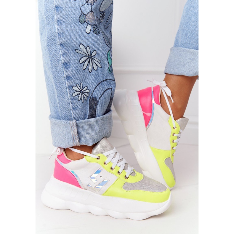 Chaussures de sport pour femmes sur la plate-forme lu boo blanc multicolore 1
