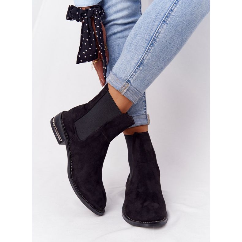 Bottines en daim chaudes Jodhpur boots Lu Boo Black noir 1