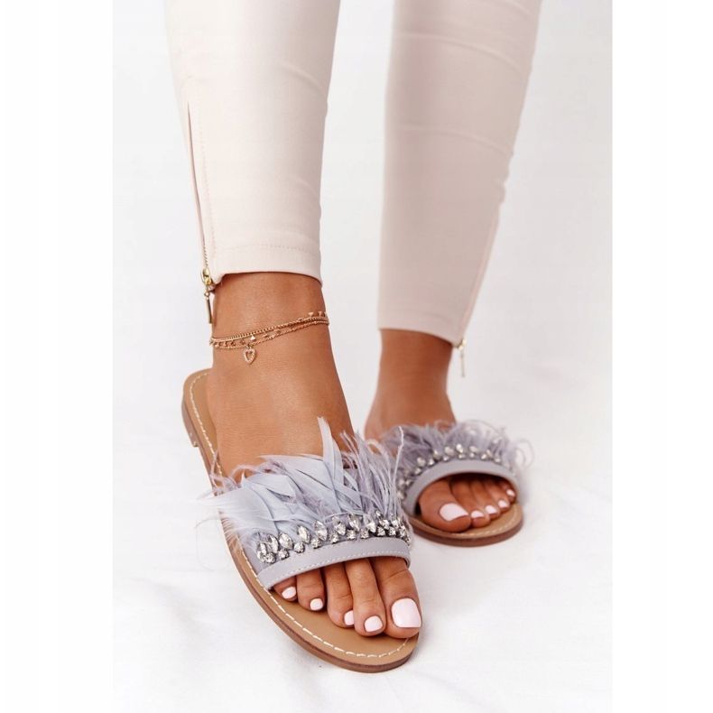 Chaussons Plumes Lu Boo Gris 1 Chaussons Plumes Lu Boo Gris 1