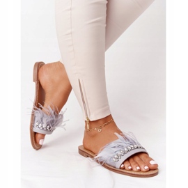 Chaussons Plumes Lu Boo Gris 2 Chaussons Plumes Lu Boo Gris 2