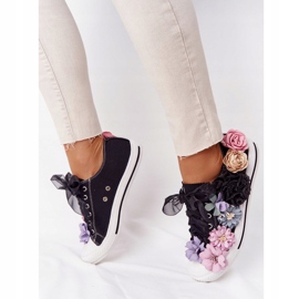Baskets Avec Fleurs Lu Boo Noir 1