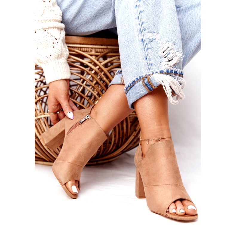 Bottes de printemps en daim sur un poteau Vinceza 21-17095 Beige 2