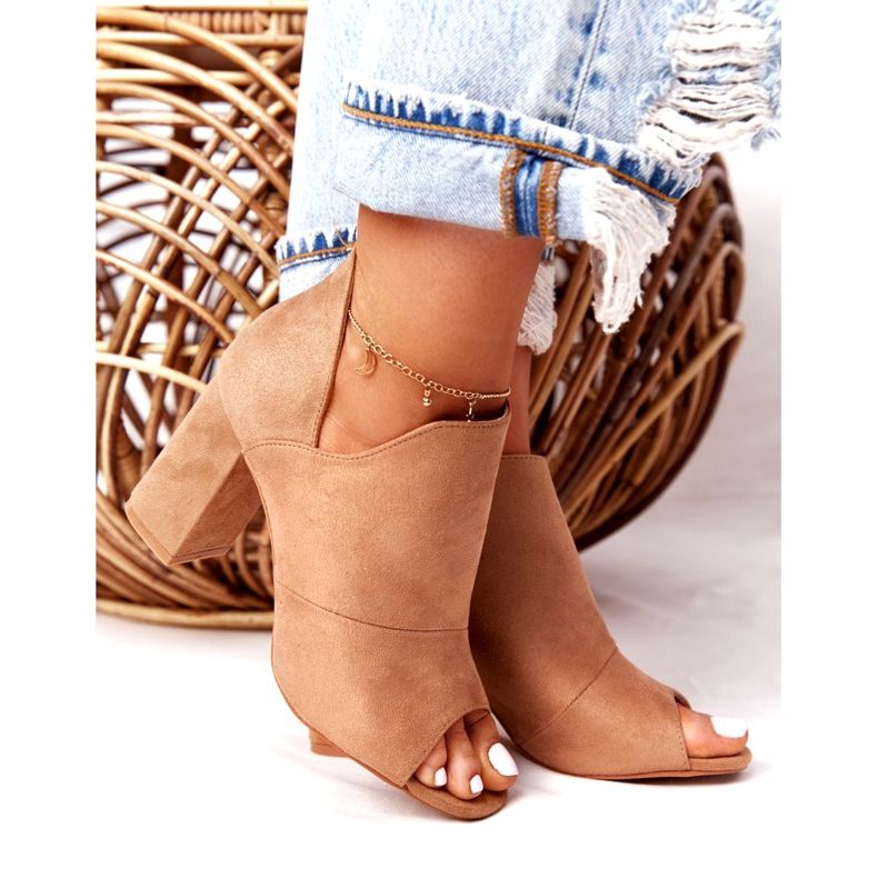 Bottes de printemps en daim sur un poteau Vinceza 21-17095 Beige 3