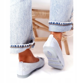 Ballerines Écologiques Bleues en Cuir Rio Flore argent 5